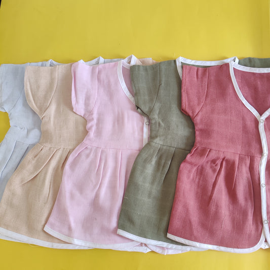 solid color Muslin frocks assorted 6-12m